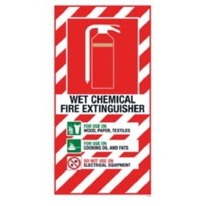 Blazon sign for wet chemical fire extinguishers