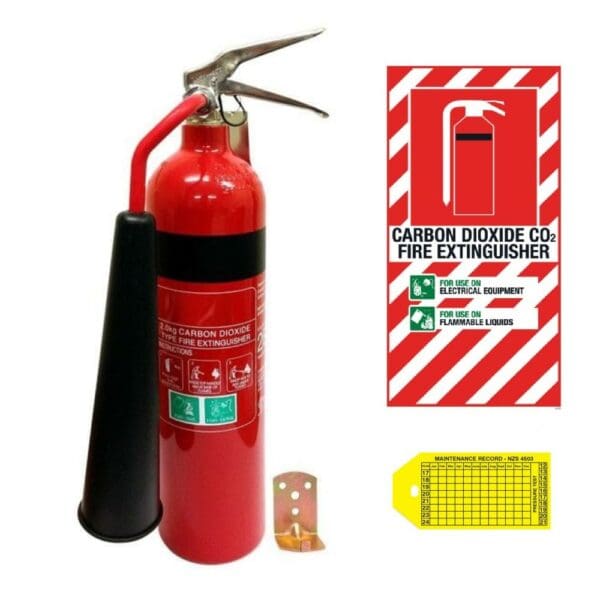 CO2 Fire Extinguisher 2.0kg Includes wall bracket, Blazon Sign & Compliant Maintenance Tag