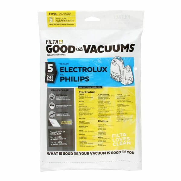 Filta Electrolux Philips Micro Fibre Vacuum Cleaner Bags – 5 pack