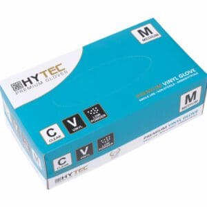 Hytec Clear Vinyl Low Powder Gloves MEDIUM – 100 pack