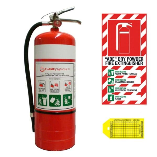 ABE Dry Powder Fire Extinguisher 9.0kg Includes Blazon Sign & Maintenance Tag