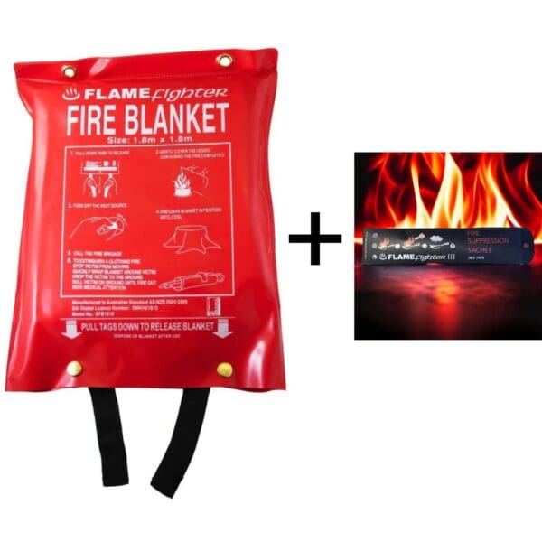 Large Fire Blanket & Fire Suppression Sachet Combo