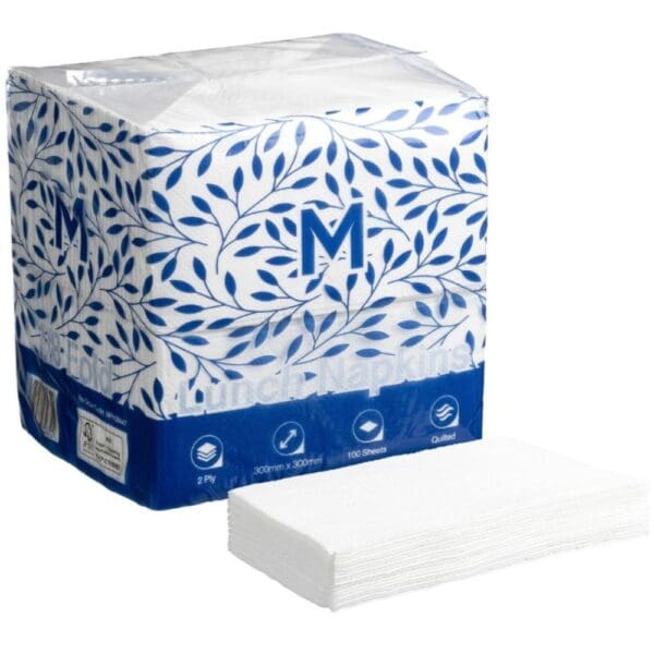 Quilted 2 Ply Lunch Napkins 1/8 Fold 300mmx300mm - Box of 1200 - Image 2