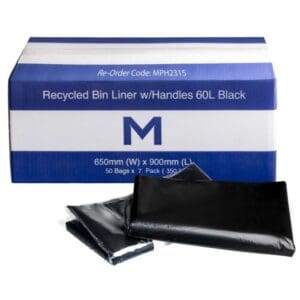 FP Recycled Bin Liner w/Handles 60L, Black
