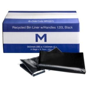 FP Recycled Bin Liner w/Handles 120L, Black