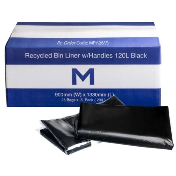 FP Recycled Bin Liner w/Handles 120L, Black