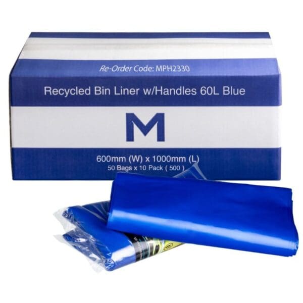 FP Recycled Bin Liner w/Handles 60L, Blue