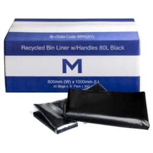 FP Recycled Bin Liner w/Handles 80L, Black