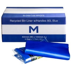 FP Recycled Bin Liner w/Handles 80L, Blue
