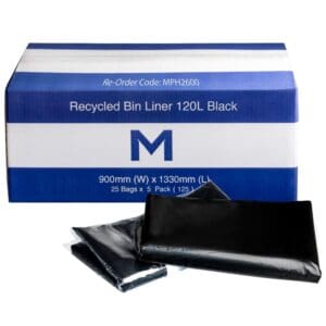 FP Recycled Bin Liner 120L, Black