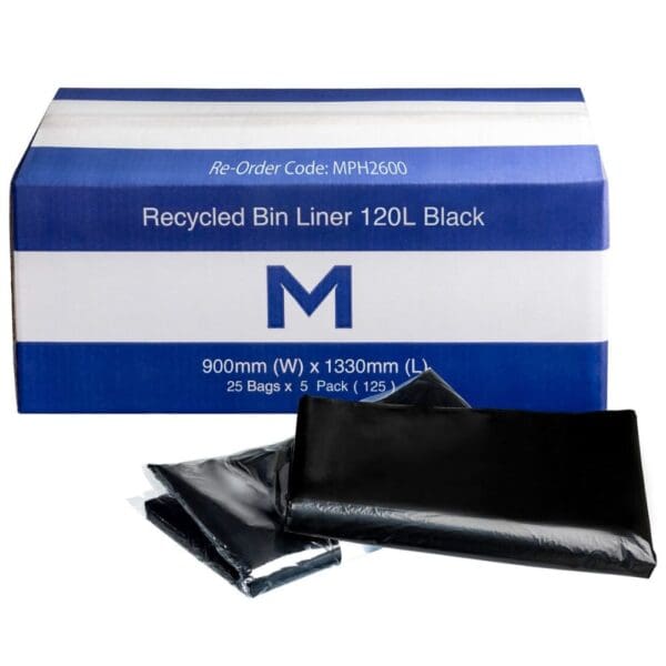 FP Recycled Bin Liner 120L, Black