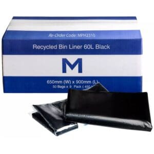 FP Recycled Bin Liner 60L, Black