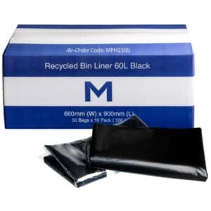 FP Recycled Bin Liner 60L, Black