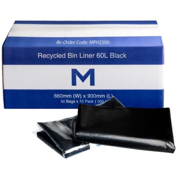 FP Recycled Bin Liner 60L, Black