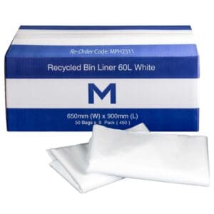 FP Recycled Bin Liner 60L, White