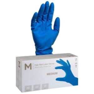 High Risk Latex Examination Gloves Powder Free 18.5g Medium