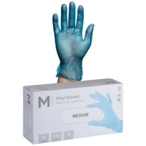Matthews Blue Vinyl Powder Free Gloves 5.0g Medium