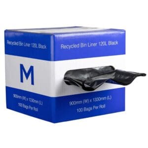 Matthews Recycled Rubbish Bin Liners 120L, Black