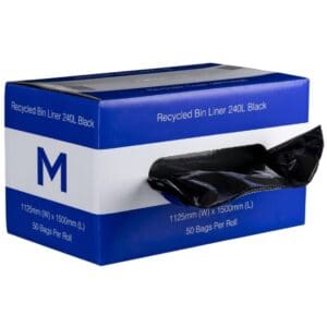 Matthews Recycled Rubbish Bin Liners 240L, Black