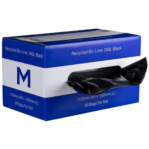 Matthews Recycled Rubbish Bin Liners 240L, Black