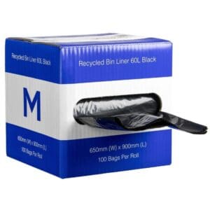 Matthews Recycled Rubbish Bin Liners 60L, Black