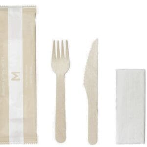 Matthews Wooden Cutlery Set Fork/Knife/Napkin