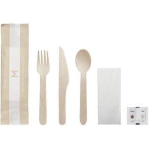 Wooden Cutlery Set 6/1 Fork/Knife/Spoon/Napkin/Salt & Pepper