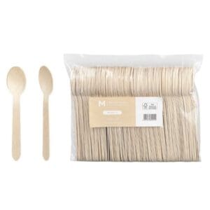 Matthews Wooden Dessert Spoon, Natural 160mm Long