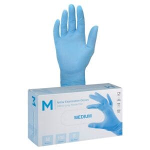 Nitrile Examination Gloves Powder Free, Blue 3.0g Medium