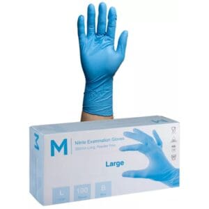 Nitrile Long Cuff Examination Gloves Powder Free Blue Large