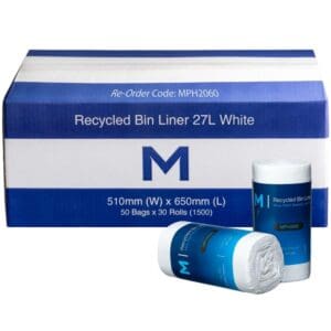POR Recycled Bin Liner 27L, White, Peach Scented
