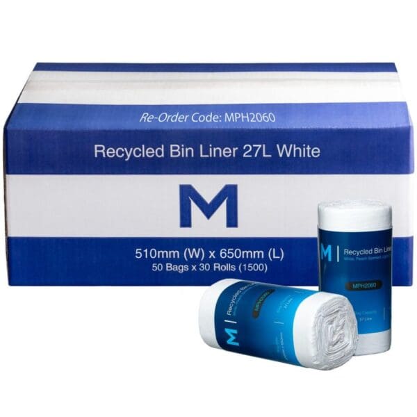 POR Recycled Bin Liner 27L, White, Peach Scented