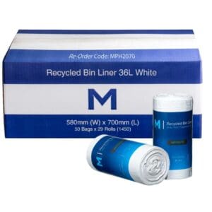 POR Recycled Bin Liner 36L, White, Peach Scented