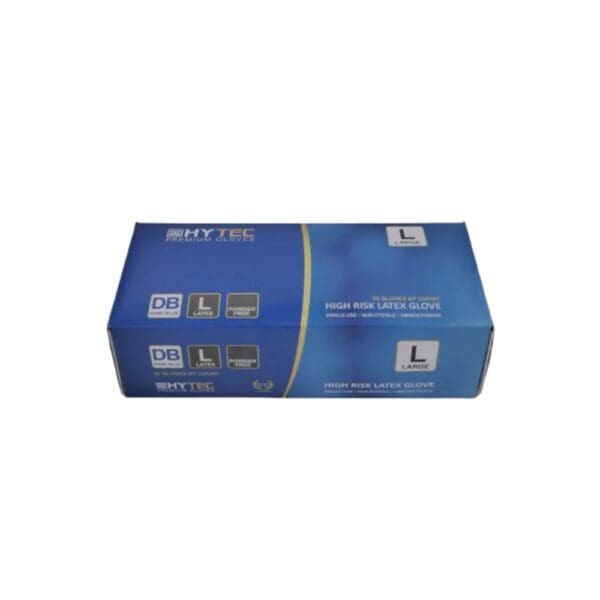 Hytec Dark Blue High Risk Powder Free Latex Gloves Large