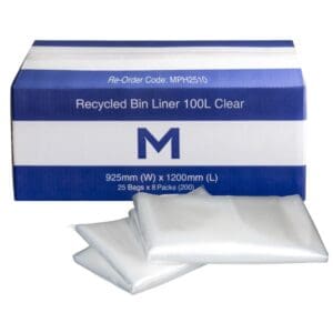 Matthews FP Recycled Bin Liner 100L, Clear 30mu