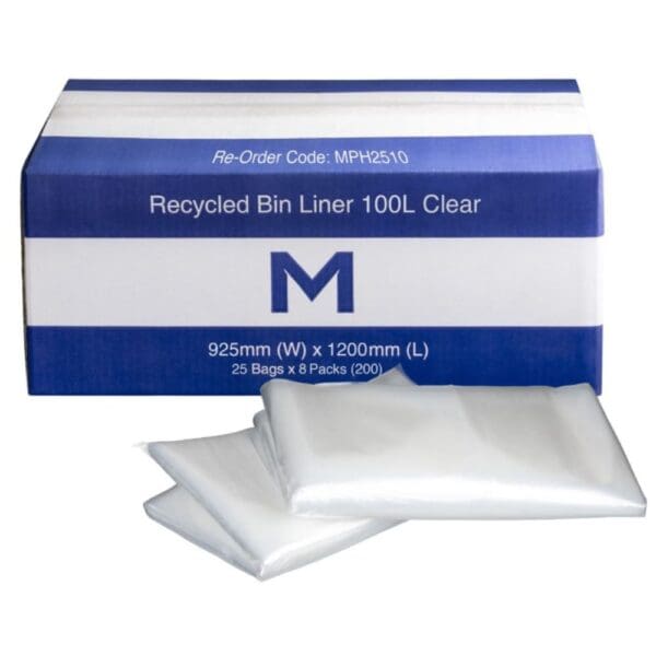 Matthews FP Recycled Bin Liner 100L, Clear 30mu