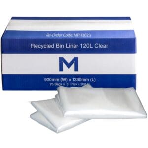 Matthews FP Recycled Bin Liner 120L, Clear 30mu