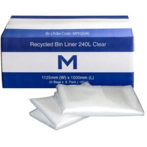 Matthews FP Recycled Bin Liners 240L, Clear 30mu