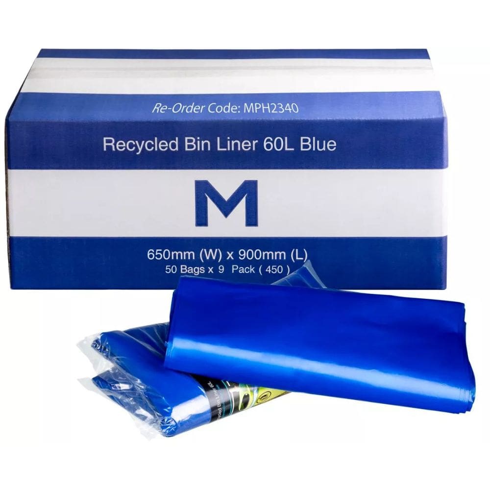 Matthews FP Recycled Bin Liner 60L, Blue 30mu