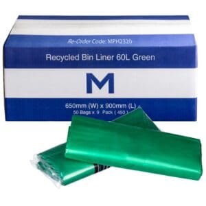 Matthews FP Recycled Bin Liner 60L, Green 30mu