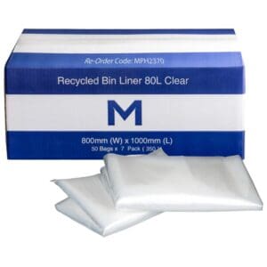 Matthews FP Recycled Bin Liner 80L, Clear 30mu