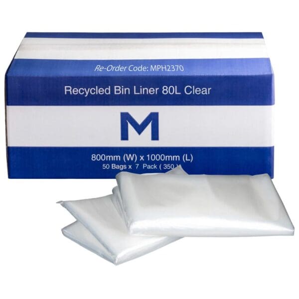 Matthews FP Recycled Bin Liner 80L, Clear 30mu