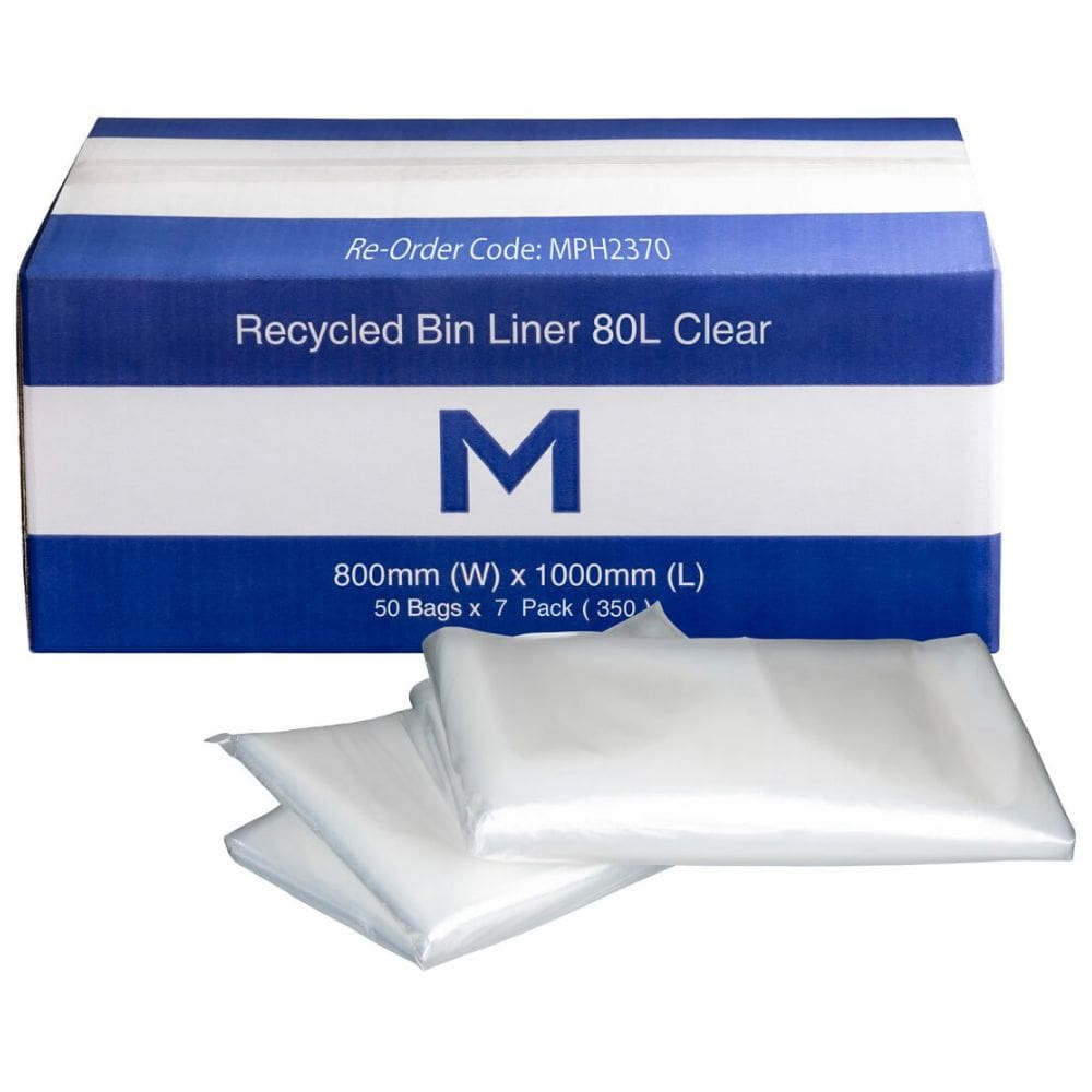 Matthews FP Recycled Bin Liner 80L, Clear 30mu