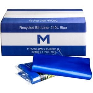 Matthews FP Recycled Bin Liner 240L, Blue 30mu