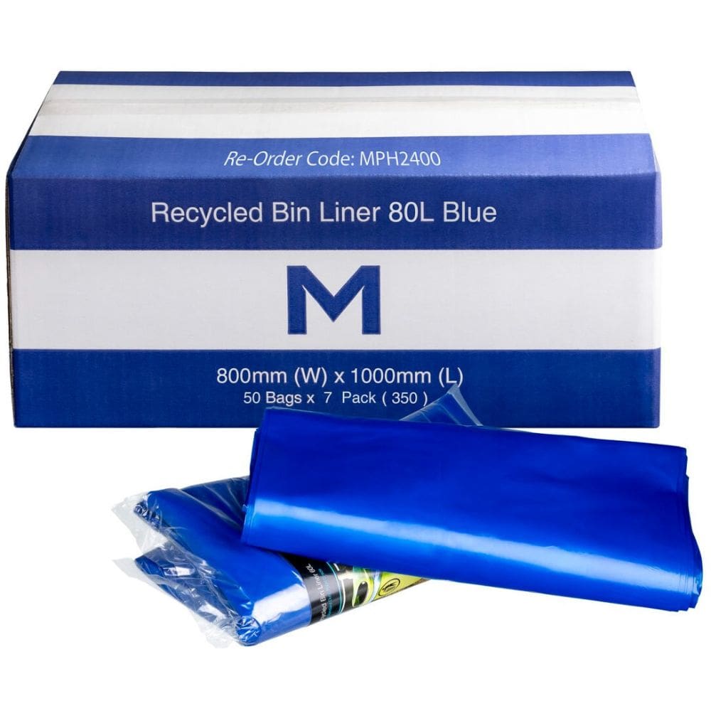 Matthews FP Recycled Bin Liner 80L, Blue 30mu
