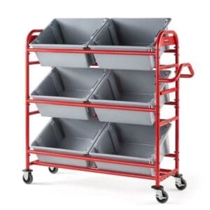 Rubbermaid Tote Picking Cart with Angled Shelves