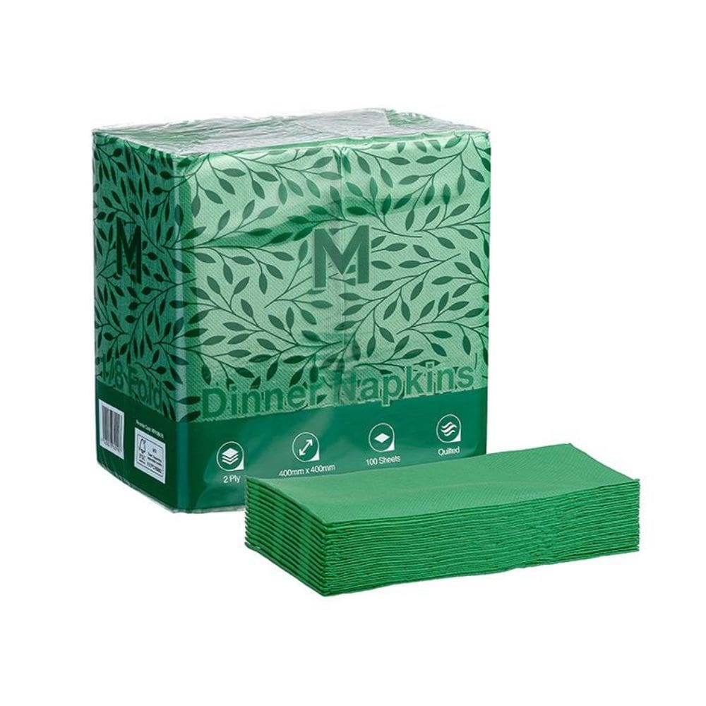 2 Ply Quilted Dinner Napkins 1/8 Fold Green 400x400mm