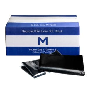 Matthews FP Recycled Bin Liner 80L, Black 60mu