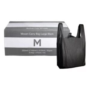 Woven Carry Bags 330x145x415mm, 30gsm Large, Black