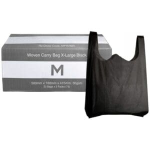Woven Carry Bags 500x180x415mm, 30gsm X-Large, Black